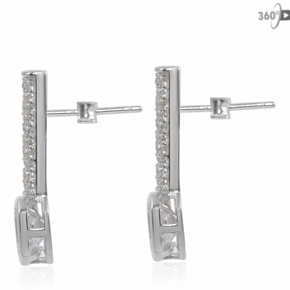 Simulated Diamond Earrings in Sterling Silver - Picture 2 of 5